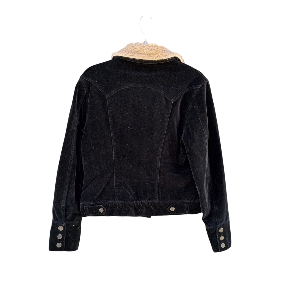 Gap Black Corduroy Sherpa Lined Icon Trucker Jacket Y2K Vintage 2007 Size S - Picture 4 of 6